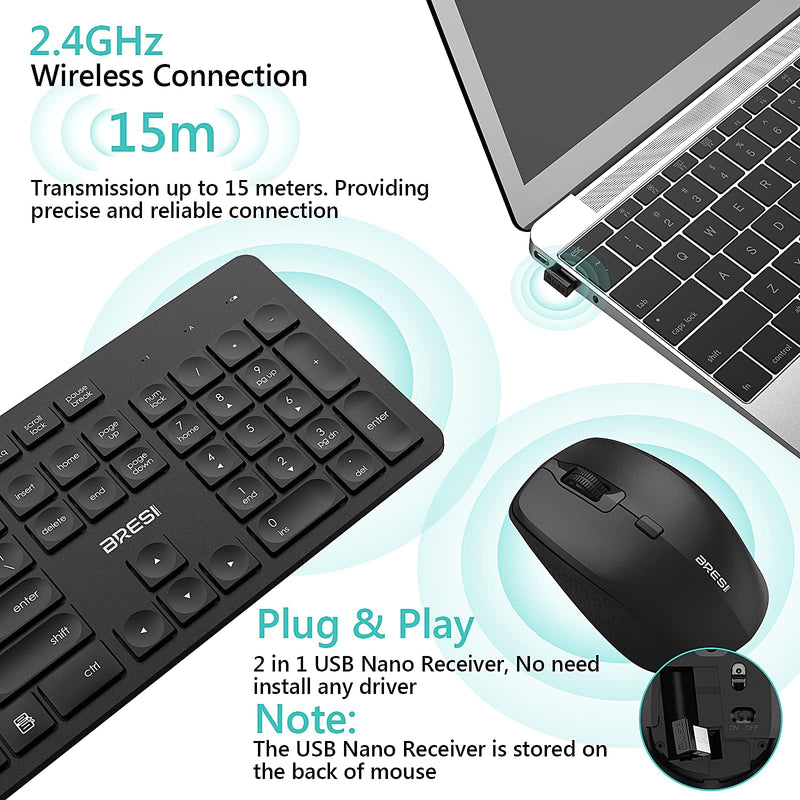 [Australia - AusPower] - Wireless Keyboard Mouse Combo with 2 Pack Mouse Pad 