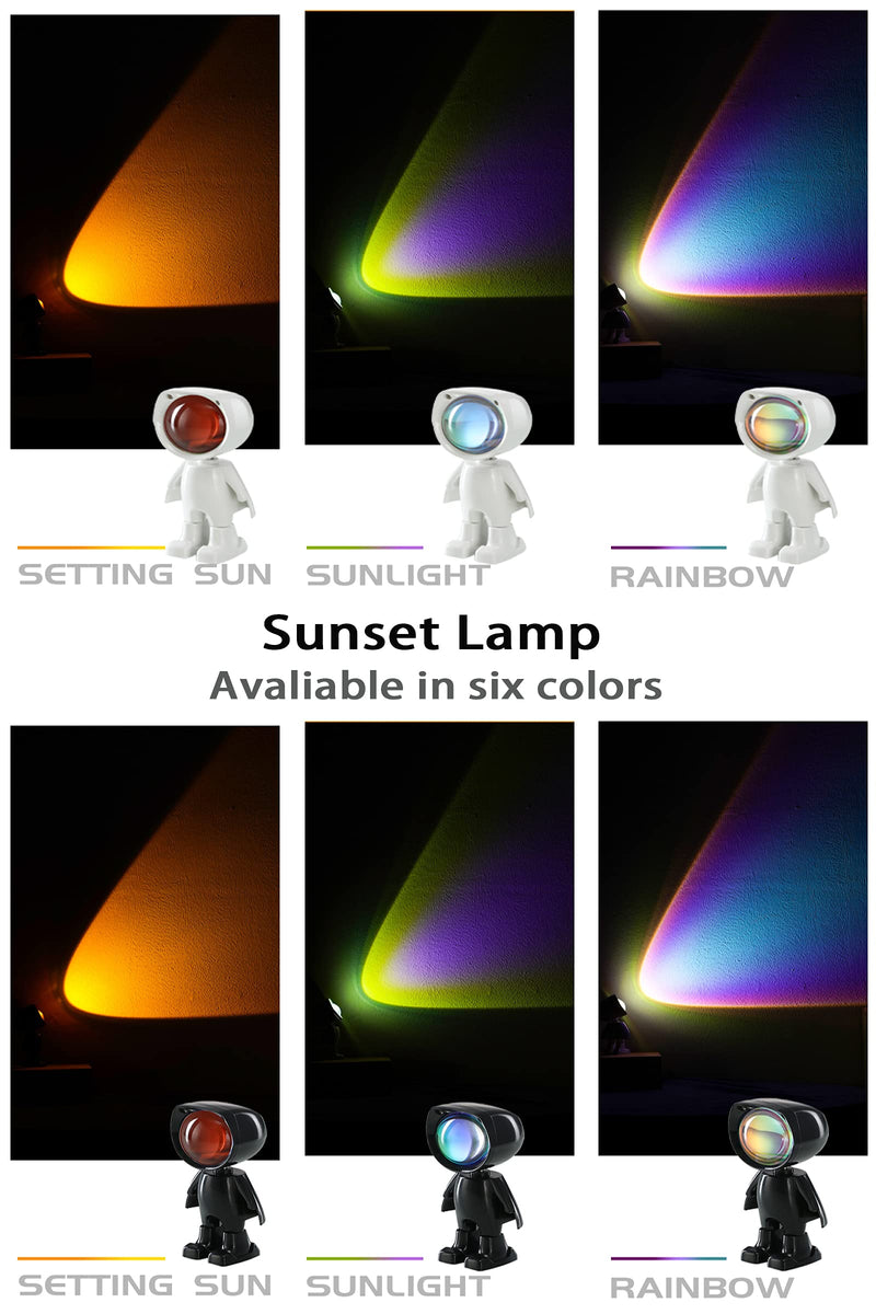 [Australia - AusPower] - Sunset lamp, ALPOWL Sunset Projection lamp with Robot Model Appearance and USB Charging Function, Sunset lamp Projector with 360 Degrees Rotation for Photography/Selfie/Living Room Decor (White 3) White 3 