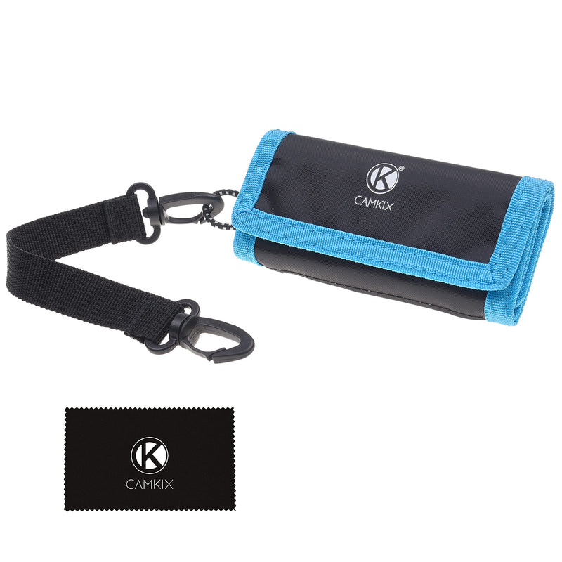 [Australia - AusPower] - Memory Card Wallet - SD Card Storage - Slim and Foldable with Transparent Slots - Can Carry Up to 15 SD Cards - Straps with Tether Included - (Black/Blue) for SD Cards - Black & Blue 