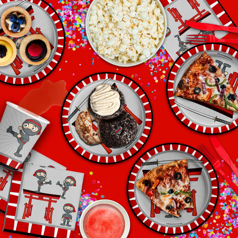 [Australia - AusPower] - Ninja Warrior Birthday Party Supplies Set Plates Napkins Cups Tableware Kit for 16 