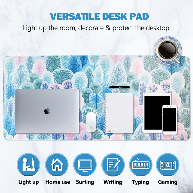 [Australia - AusPower] - AIMSA Extended Gaming Mouse Pad, XL Large Keyboard Mouse Mat Desk Pad with Stitched Edges, Durable Non-Slip Base Mousepad for Home Office, 35x15.7inch, Abstract Trees and Cactus 