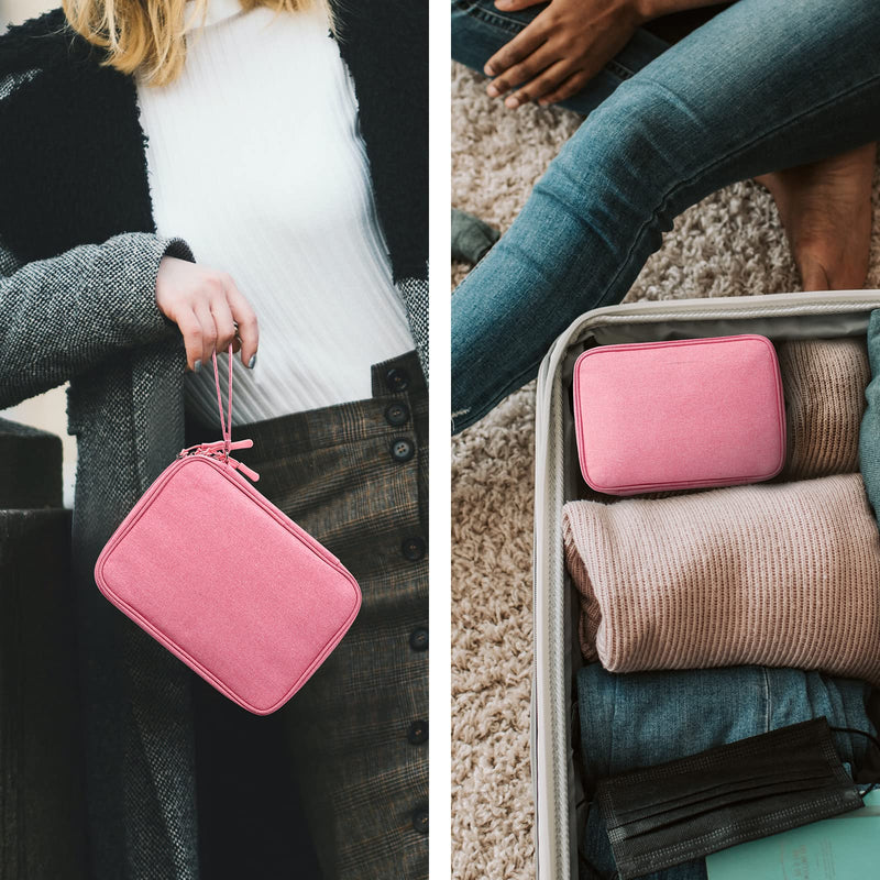 [Australia - AusPower] - Bevegekos Large Electronics Organizer, Travel Accessories Cord Organizer Pouch for 7.9 Inch Tablet, Cables, Charger, Power Adapter, 2 Layers (Large, Rosy Pink) 