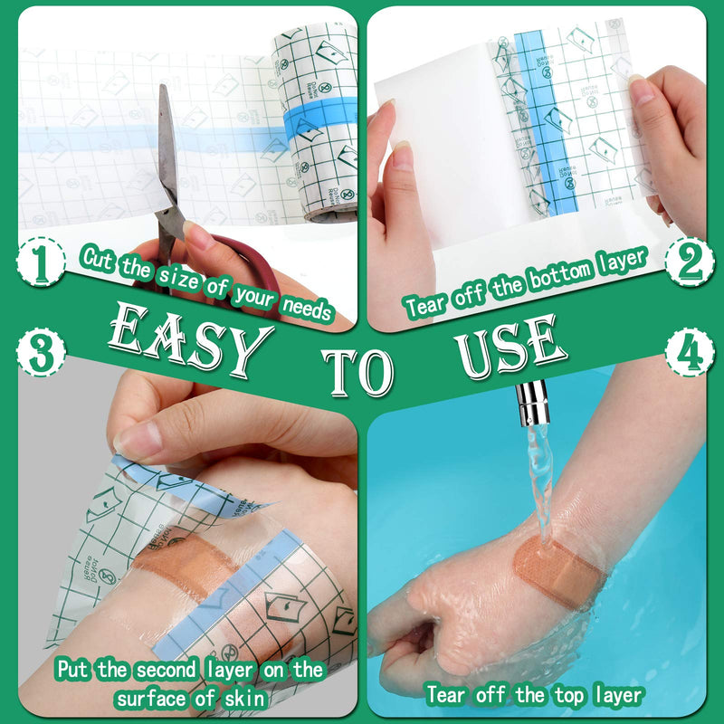[Australia - AusPower] - 4 Rolls Transparent Stretch Adhesive Bandages Waterproof Clear Bandage Protective Adhesive Bandages Dressing Tape (4 Inch x 5.47 Yard) 4x196.92 Inch (Pack of 4) 