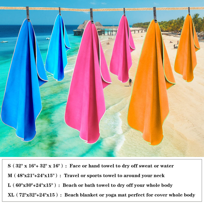 [Australia - AusPower] - Sfee 2 Pack Camping Towel, Quick Dry Towel Super Absorbent Travel Microfiber Towels, Fast Drying Compact Soft Lightweight Sports Towel Set for Beach, Hiking, Travel, Gym, Backpacking, Pool +Carabiner Dark Blue S 32" x 16"+ 32" x 16" 