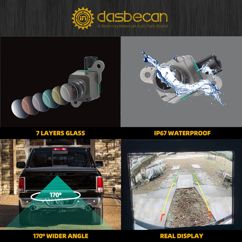 [Australia - AusPower] - Dasbecan Rear View Park Assist Backup Camera Replacement Compatible with 2013-2017 Ram 1500 2500 3500 4500 5500 Parking Assist Reversing Camera Replacces 56038978AL 