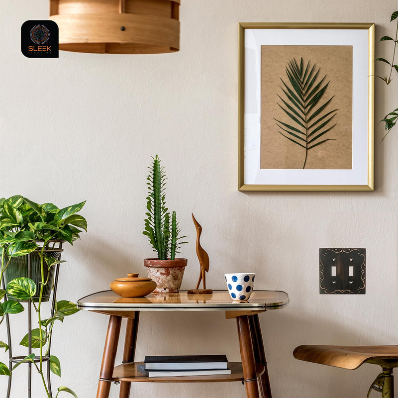 [Australia - AusPower] - SleekLighting | Wall plates Decorative Regal Scrollwork Oil Rubbed Bronze | Electric Outlet and Switch Covers| Style: 1 Gang Toggle (2 Pack) 1 Toggle 