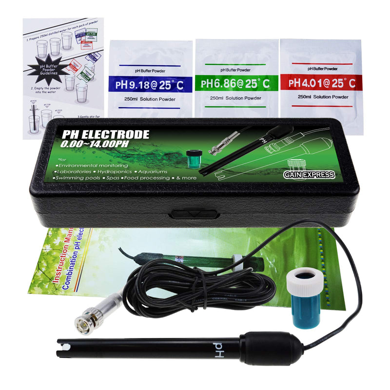 [Australia - AusPower] - 0-14 pH Electrode Probe BNC Connector, 300cm Cable for PH Meter Monitor Controller Test Sensor, Replacement Kit for Aquarium Hydroponics Plant Pool Spa (pH Electrode) 