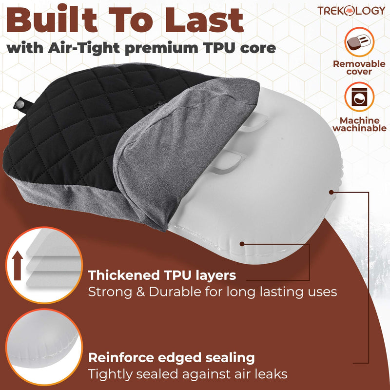 [Australia - AusPower] - Inflatable Pillow for Camping, Backpacking Pillow, Travel, Hiking, Camping Pillow, Beach Pillow- Compact Ultralight Blow Up Portable Air Pillows for Sleeping, Pad Attachment Strap for Camp Mat. 