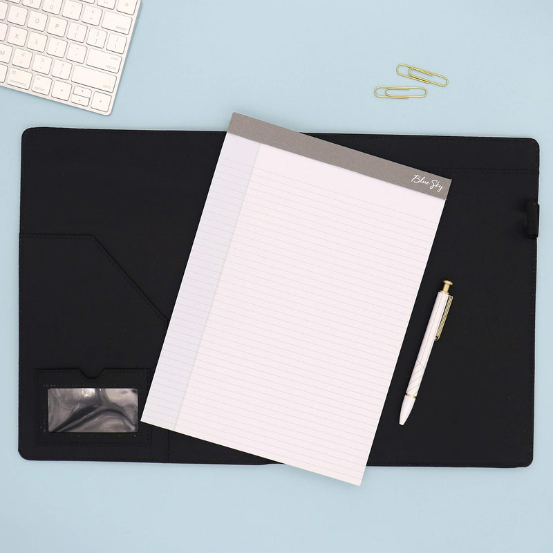[Australia - AusPower] - Blue Sky Professional Padfolio, 9.5" x 12", Textured Faux Leather Cover, Black, 8.5” x 11" Paper Notepad Included, 14714 8.5” x 11" 