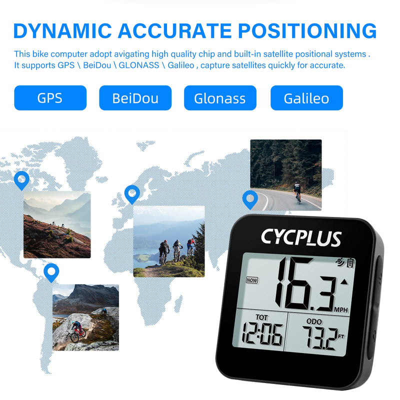 [Australia - AusPower] - CYCPLUS GPS Bike Computer, Wireless Cycling Computer with Automatic Backlight, Bicycle Speedometer Odometer with Waterproof and Lager Battery, Provide Professional Data Analysis 