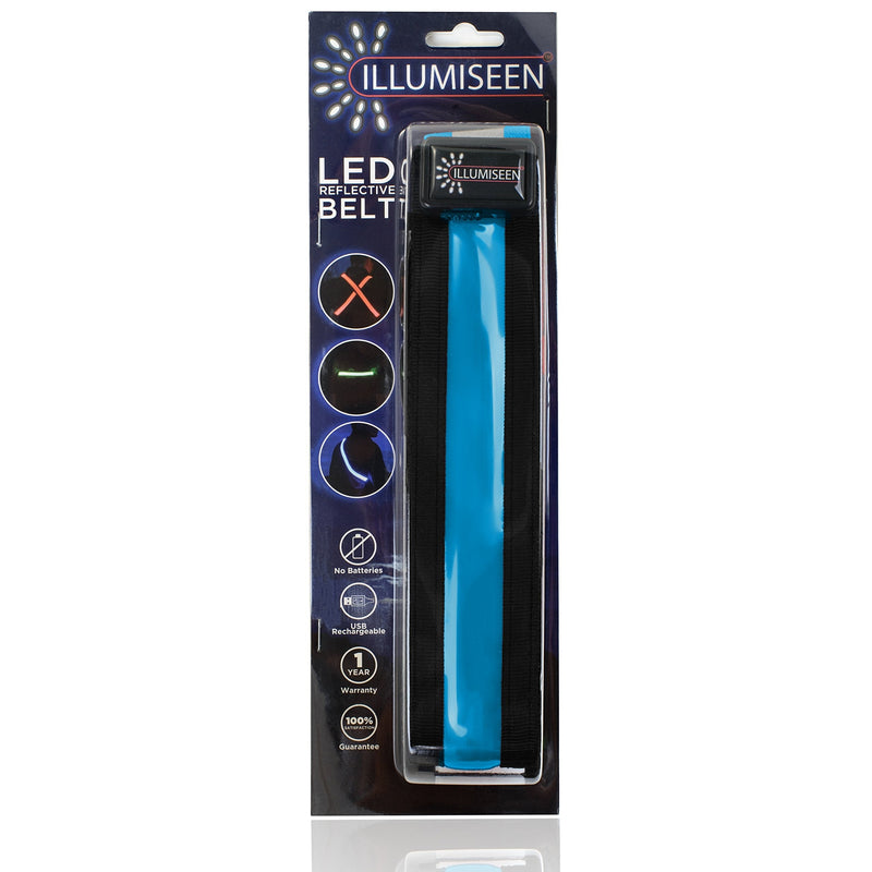 [Australia - AusPower] - LED Reflective Belt - USB Rechargeable - High Visibility Gear for Running, Walking & Cycling - Fits Women, Men & Kids - Fully Adjustable & Lightweight - Safer Than a Reflective Vest - Green, Red, Blue 