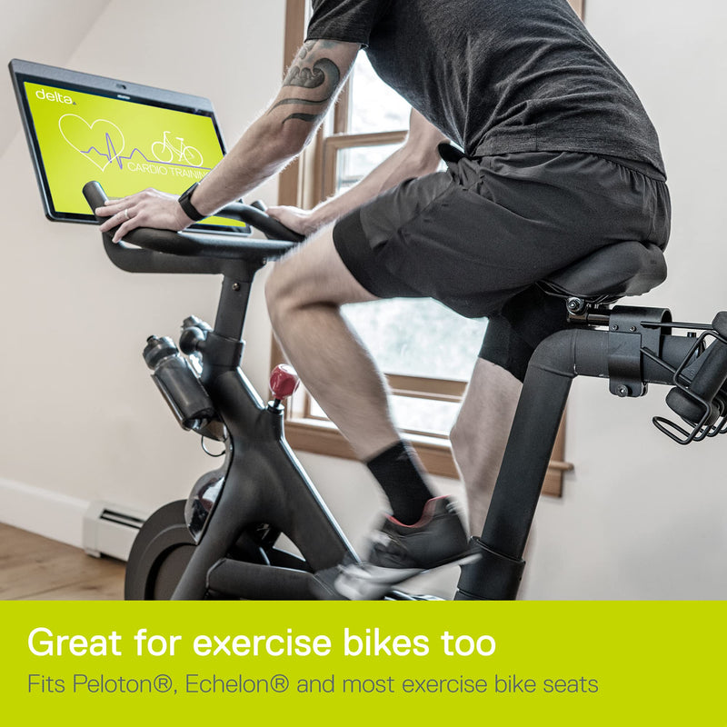 [Australia - AusPower] - Delta Cycle & Home hexAir Peloton Seat Cushion - Instant Response, Pressure Reducing hexAir Grid Technology - Not Padded Gel - Bicycle Seat Cushion for Road, Mountain, and All Indoor Exercise Bikes Racing Black 