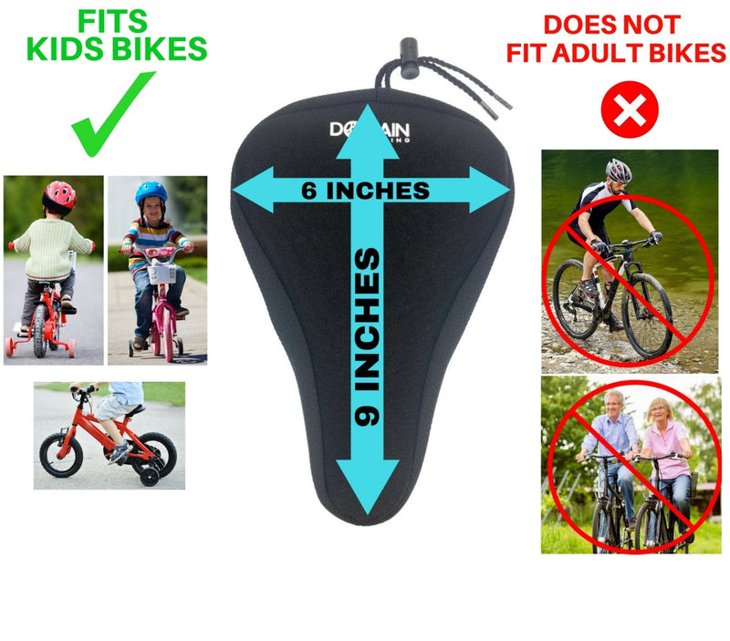 [Australia - AusPower] - Domain Cycling Premium Child Bike Gel Seat Cushion Cover 9"x6" Most Comfortable Small Bicycle Saddle Pad Kids v2 Black 