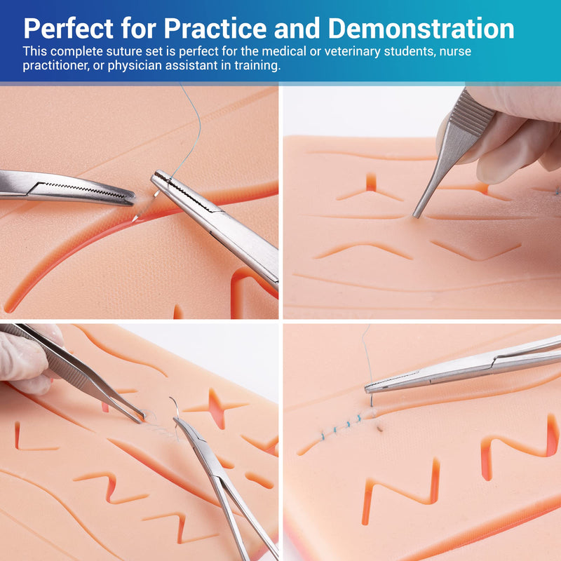 [Australia - AusPower] - Alcedo Suture Practice Kit for Medical Students, Complete Kit (32 Pieces) Include Extra Large Suturing Pad with Pre-Cut Wounds, Tools Kit, and Suture Threads , Demonstration and Education Use Only Extra Large Pad 