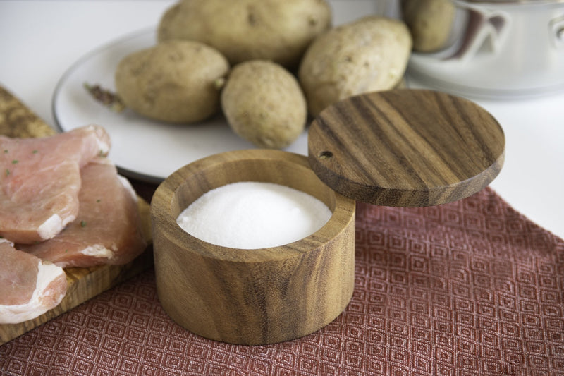 [Australia - AusPower] - Ironwood Gourmet 28221 Appalachian Salt Cellar, Acacia Wood, 4 x 4 x 2.5 inches 