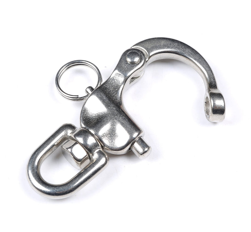 [Australia - AusPower] - Mxeol Swivel Eye Snap Shackle Quick Release Bail Rigging Sailing Boat Marine Stainless Steel Clip Pair 2-3/4", Silver 