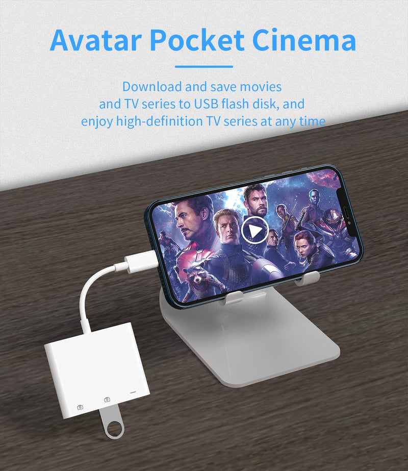 [Australia - AusPower] - Apple Certified Lightning Male to USB Female Adapter OTG and Charger Cable for iPhone 11 12 Mini max pro xs xr x se 7 8plus Ipad air A Camera Memory Stick Flash Drive Cord Converter Charging Splitter 