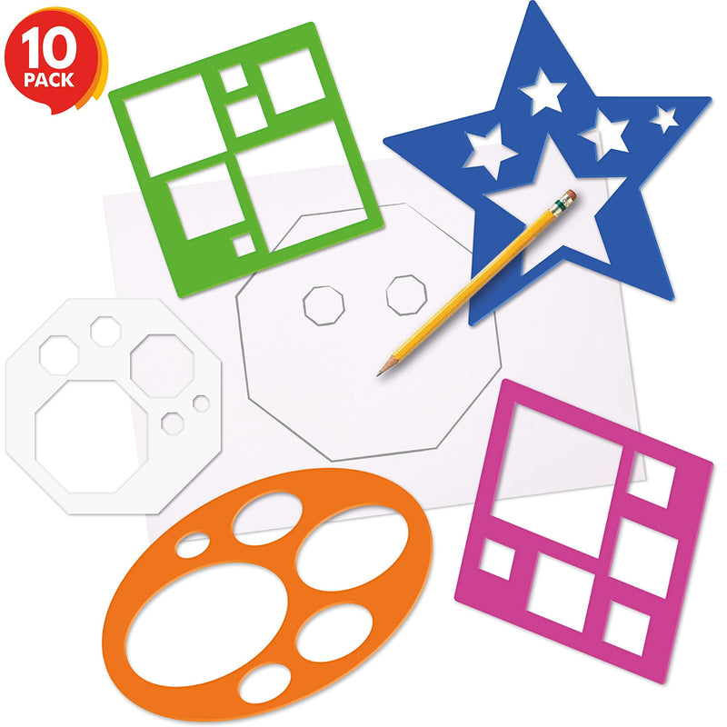 [Australia - AusPower] - Karty Shape Stencil Set for Kids - 10 Piece Set - Colorful Drawing Template Kit - Fun Arts and Crafts Supplies, Gift Idea for Boys and Girls, Learning Tool for Toddlers and Preschooler 
