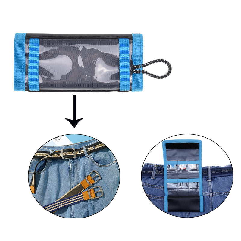 [Australia - AusPower] - Memory Card Wallet - SD Card Storage - Slim and Foldable with Transparent Slots - Can Carry Up to 15 SD Cards - Straps with Tether Included - (Black/Blue) for SD Cards - Black & Blue 