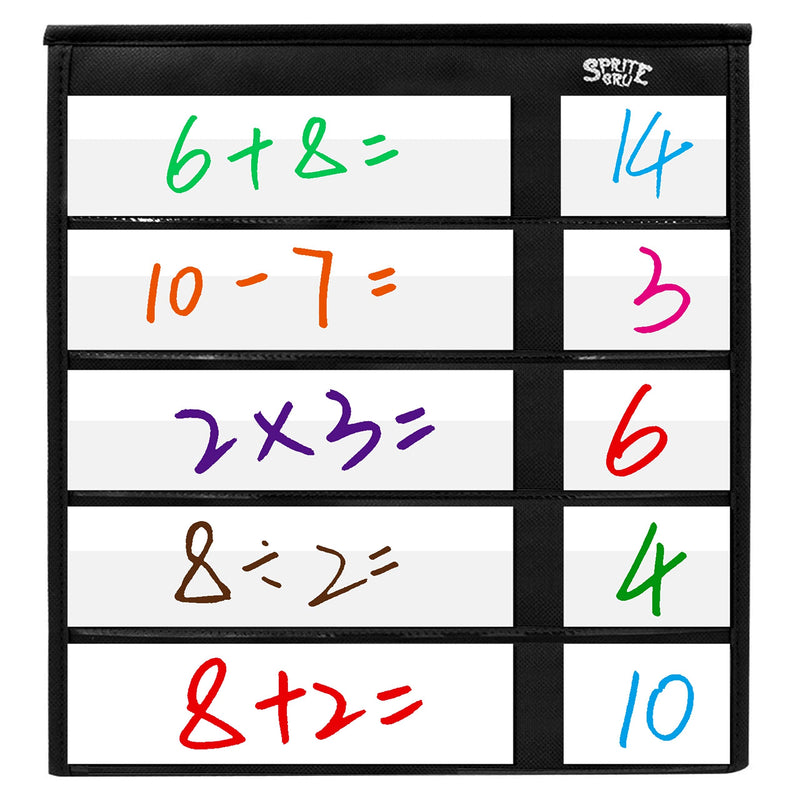 [Australia - AusPower] - Black Tabletop Desktop Pocket Chart with Bonus 20X Dry Erase Cards. Double Sided and Self-Standing (13 X 12inch) Black 