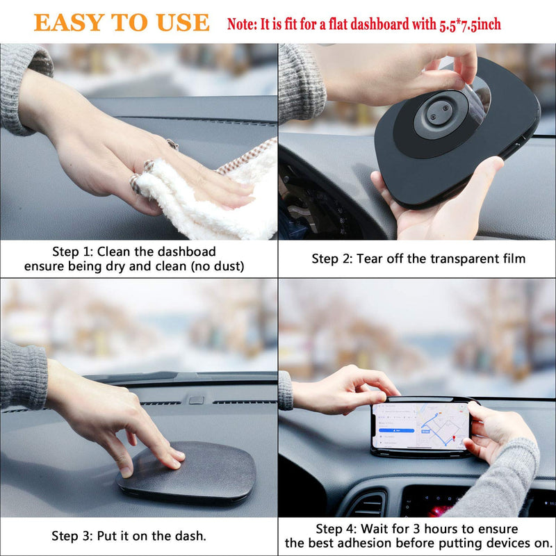 [Australia - AusPower] - Car Phone Holder Mount, Silicone Mat Car Phone Holder Mount, Dashboard Car Phone Holder,Durable Car Accessories Compatible with iPhone 13 12 11 Pro,Samsung Galaxy & All Smartphones，GPS Devices Dark Black 