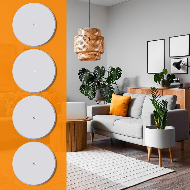 [Australia - AusPower] - Wuno Shop 4 Pcs Ceiling Cover Plate with Center Holeï¼Œ5 inch Round Outlet Covers Plate For Electrical Box, Metal Blank Cleanout Cover Plate for Smoke Detector,Wall Light Hole -White 5 inch Ceiling Plate Cover with Center hole 
