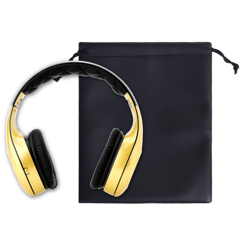 [Australia - AusPower] - BCP 3pcs 7.5x9” Black Color PU Leather Double Drawstring Protection Headphone Pouch Bag Headphone Pouch (7.5x9) 7.5x9" 