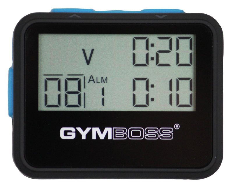 [Australia - AusPower] - Gymboss Interval Timer and Stopwatch and Watchstrap - Bundle Black W/ Blue Buttons One Size Fits All 