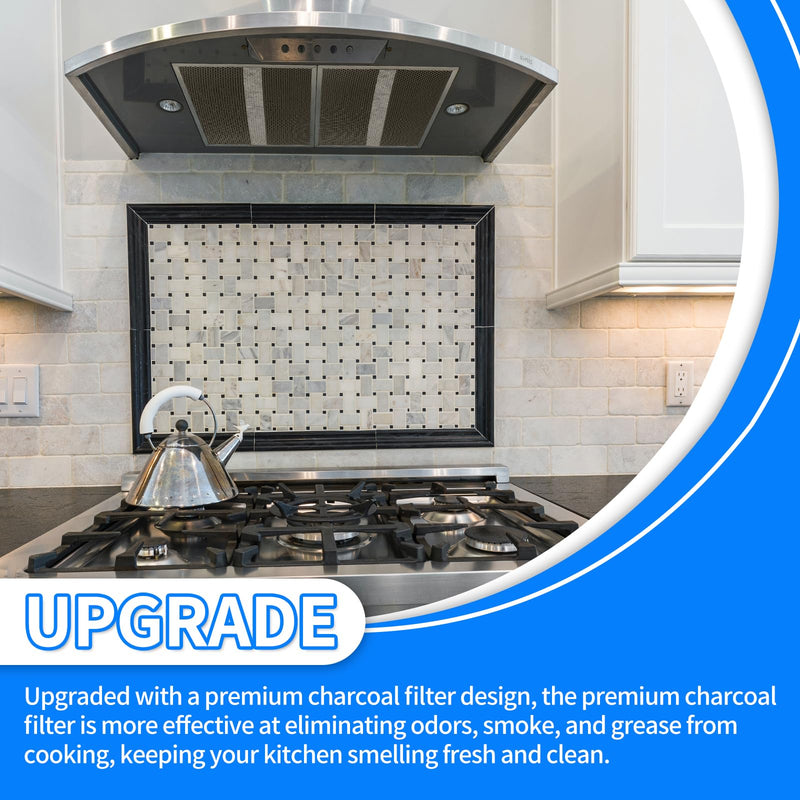 [Australia - AusPower] - WZKO Charcoal Filter for Broan Non-Ducted Range Hoods - Part Number S97020466 - Replacement Broan Range Hood Filter Set with 2 Filters and 4 Clips 