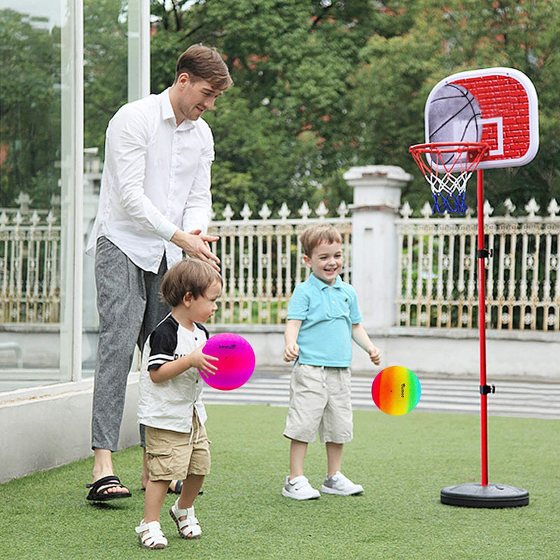 [Australia - AusPower] - Four Square Balls, 8.5 Inch Playground Ball for Kids Outdoor Dodgeball Kickball Handball Game with Hand Pump (4 Pack) 