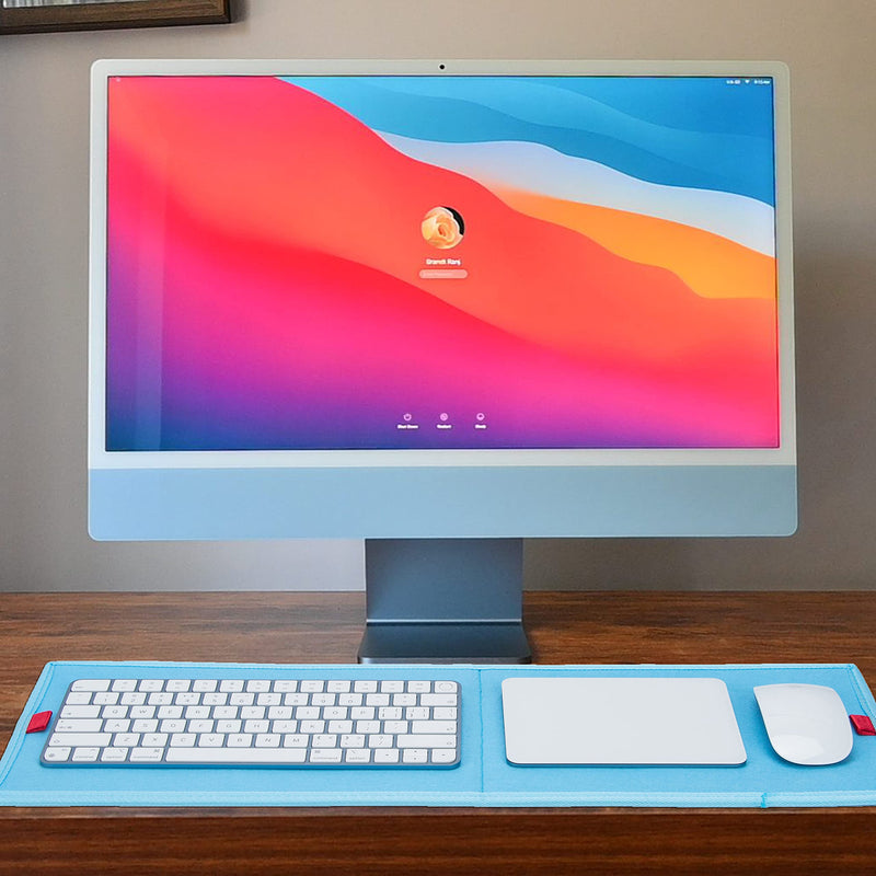 [Australia - AusPower] - KISLANE 2 Pack Keyboard Mat Compatible with iMac Magic Keyboard, Magic Mouse, Magic Trackpad, 2 Pieces Mini Keyboard Mat for Easy Moving (Grey+Ice Blue) Grey+Ice Blue 