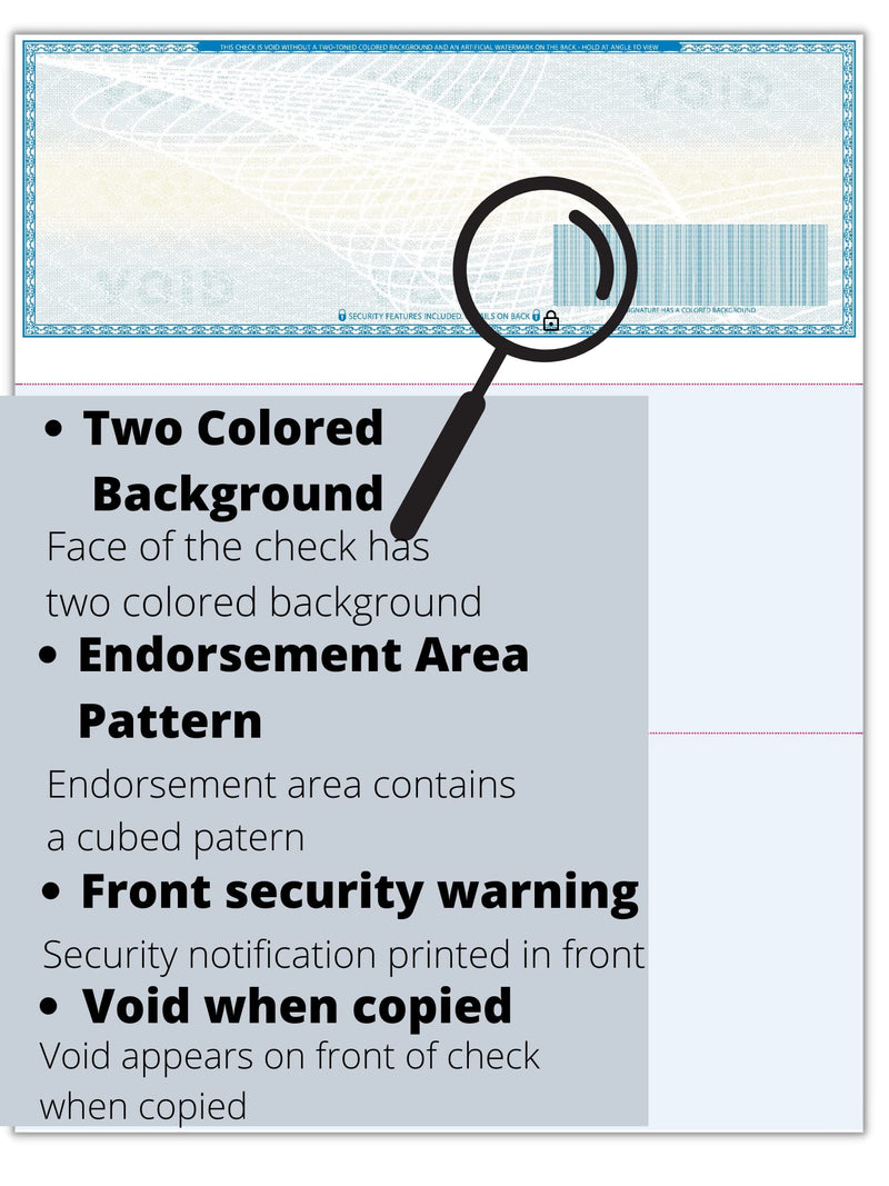 [Australia - AusPower] - Compuchecks 50 High Security Blank Check Stock - Checks on Top Two Perforated Vouchers on Bottom Compatible with QuickBooks, and Laser or Inkjet Printers, Check Paper Weight # 70 - Light Blue Art Deco 