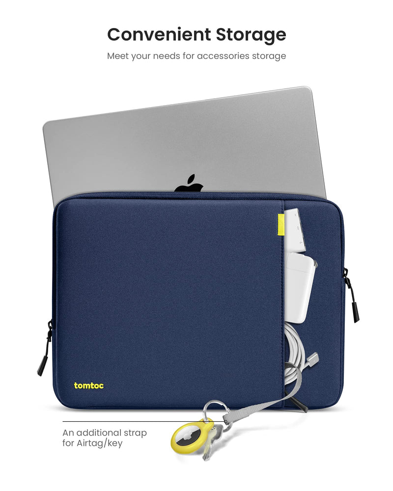 [Australia - AusPower] - tomtoc 360 Protective Laptop Sleeve Set for 15-inch New MacBook Air M2 A2941 2023, 15 Inch Microsoft Surface Laptop 5/4/3, Dell XPS 15 Plus, Water-Resistant Laptop Case Bag Navy Blue 