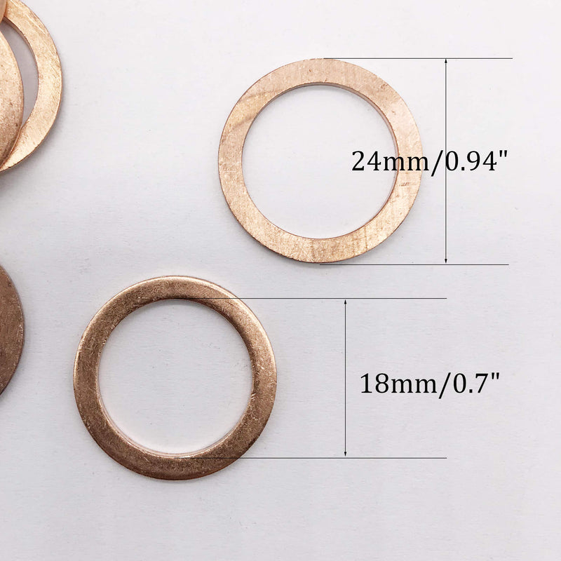 [Australia - AusPower] - M18 Flat Washer Copper Sealing Ring, 18mm ID 24mm OD 1.5mm Thickness Metric Sealing Gasket, 30 Pieces M18 