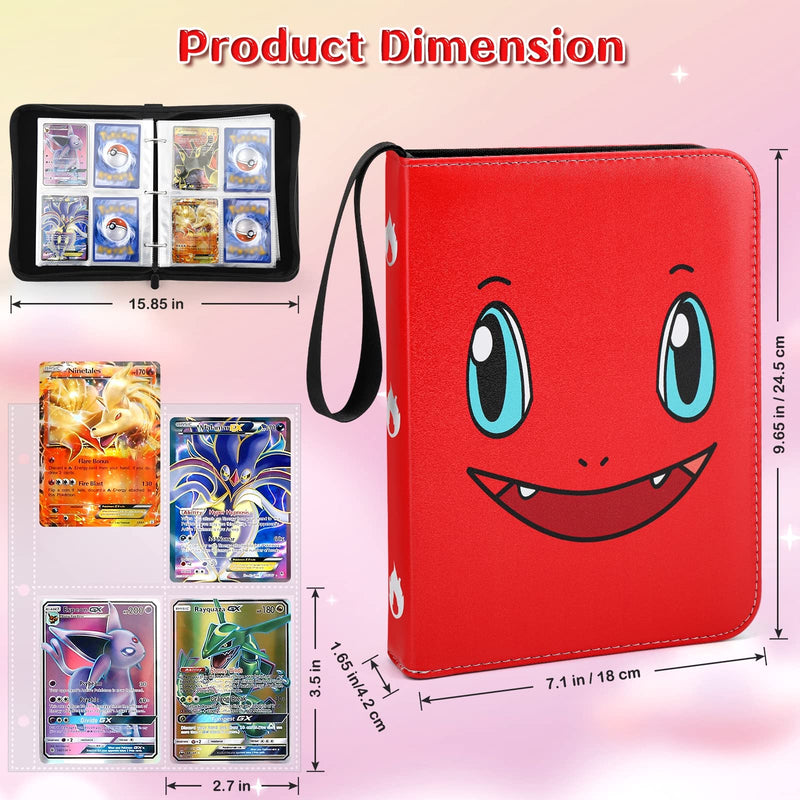 [Australia - AusPower] - Trading Card Binder with Sleeves, 400 Pockets Charizard Book Binder Zipper Card Holder Collectors w/ 50 Premium 4-Pocket Sheets 