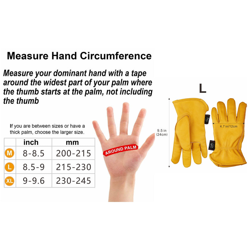 [Australia - AusPower] - KIM YUAN Winter Warm Work Gloves 3M Thinsulate Lining Perfect for Gardening/Cutting/Construction/Motorcycle, Men & Women 1 Pair Large(1 PAIR) Winter-elastic Wrist 