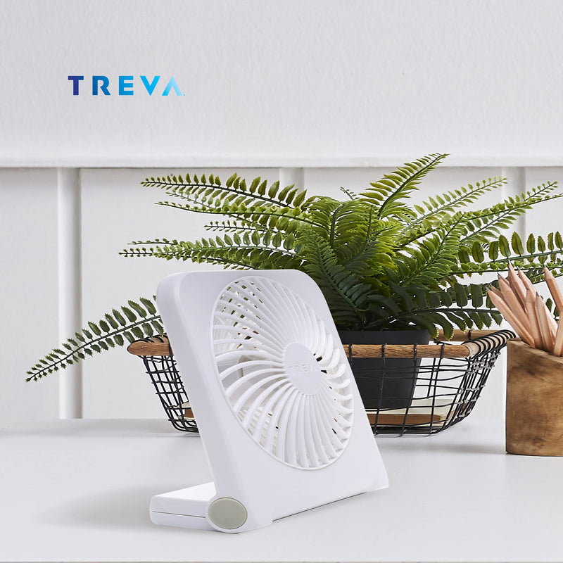[Australia - AusPower] - Treva 5-Inch USB And Battery Powered Desk Fan, With 2 Cooling Speeds And Adjustable Tilt (White) 