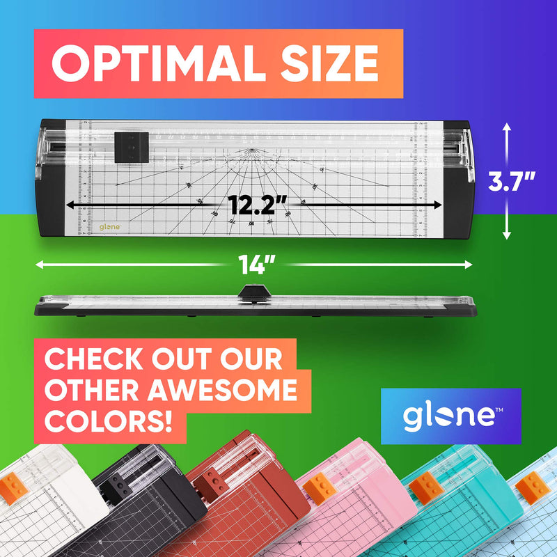 [Australia - AusPower] - Glone 12 inch Paper Trimmer, A4 Size Paper Cutter with Automatic Security Safeguard for Coupon, Craft Paper and Photos (Black-Silver) 
