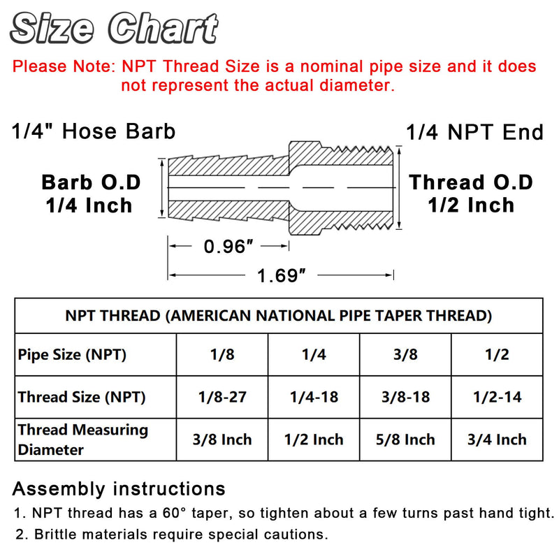 [Australia - AusPower] - KOOTANS 4pcs 1/4" Hose Barb to 1/4 NPT Male Brass Quick Coupler Air M Type Fitting Quick-Connect Fitting 1/4″ Barb to 1/4 NPT Male Thread 