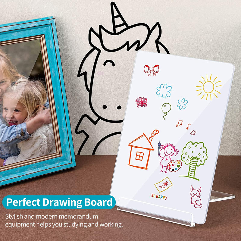 [Australia - AusPower] - MaxGear Desktop Dry Erase Board, Small Dry Erase Whiteboard with Stand 9.45" x 6.69", Toughened Glass Whiteboard for Desk with Erase White Surface. Acrylic Planner To Do Lists for Office, Home, School Acrylic Stand 
