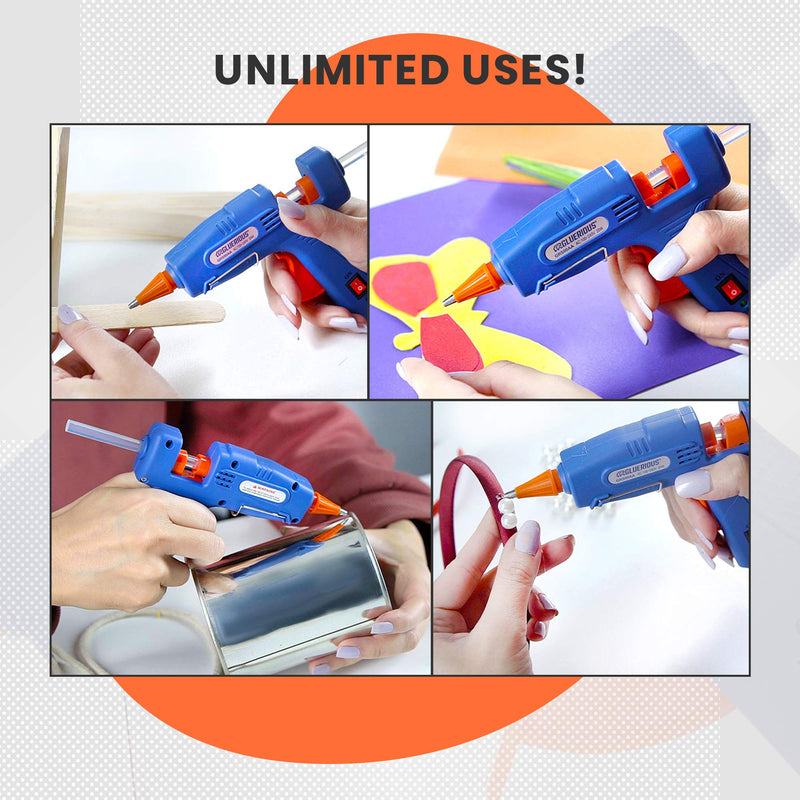 [Australia - AusPower] - Gluerious Mini Hot Glue Gun with 30 Glue Sticks for Crafts School DIY Arts Home Quick Repairs, 20W, Blue 