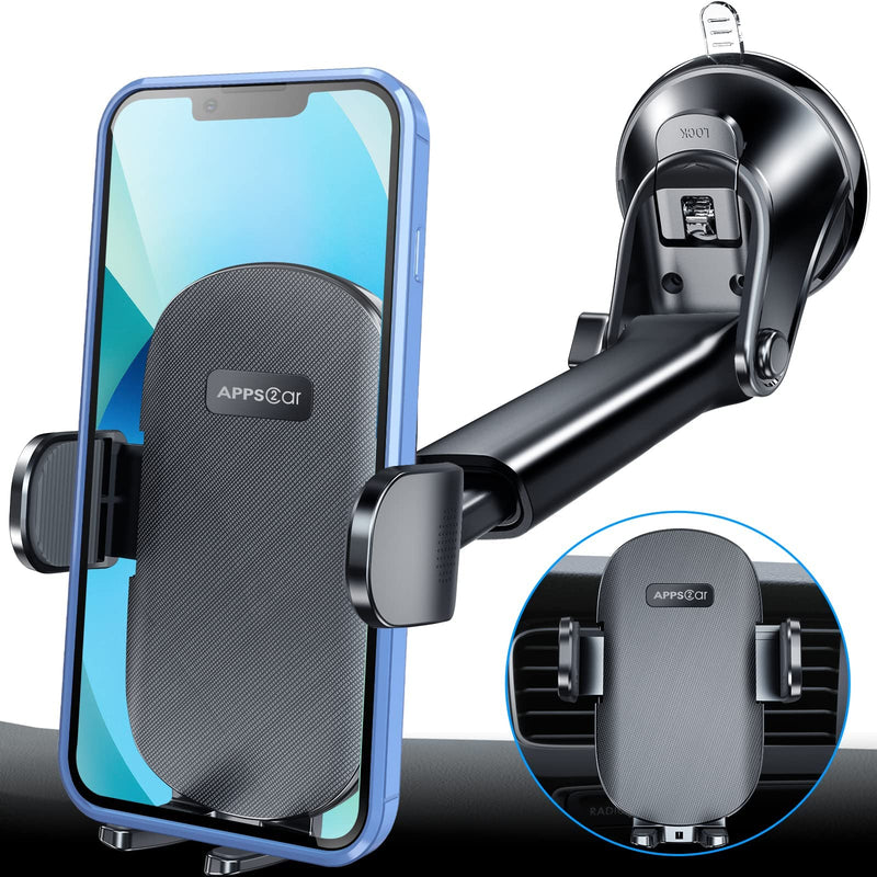 [Australia - AusPower] - [2022 Upgraded] 3-in-1 Stable Car Phone Mount, Long Arm Suction Cup Phone Holder for Car Dashboard Windshield Air Vent Universal Hands Free Clip Cell Phone Holder, Compatible with All Cellphone 