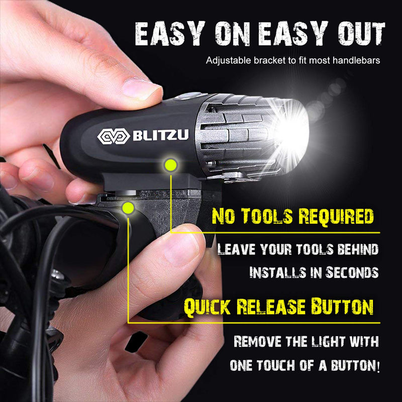 [Australia - AusPower] - BLITZU Bike Lights Front and Back, Bicycle Accessories for Night Riding, Cycling. Reflectors Powerful Headlight and Taillight Rear LED Safety Light Set for Men, Women, Adult Mountain Bikes. 