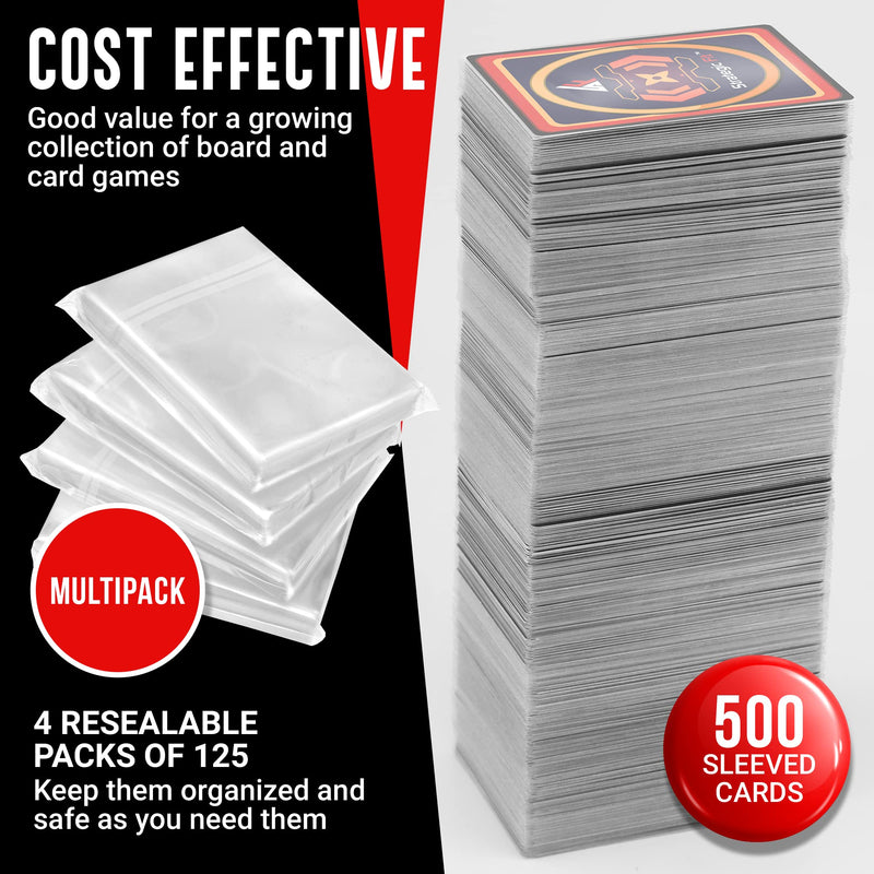 [Australia - AusPower] - 500 Premium Trading Card Sleeves - Standard Size Card Protector Sleeves - Snug Fit Clear Card Sleeves for Games - Ideal as MTG Card Sleeves - Soft Plastic Card Sleeves for Collectors - Not for Sports 