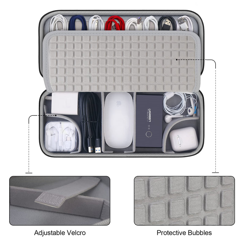 [Australia - AusPower] - Hard Electronics Organizer, Universal Travel Cable Organizers, Large Electronic Accessories Storage Case Bag for Laptop Adapter, Cord, Charger, Plug, Hard Drive, Earphone, USB Hub, Black 