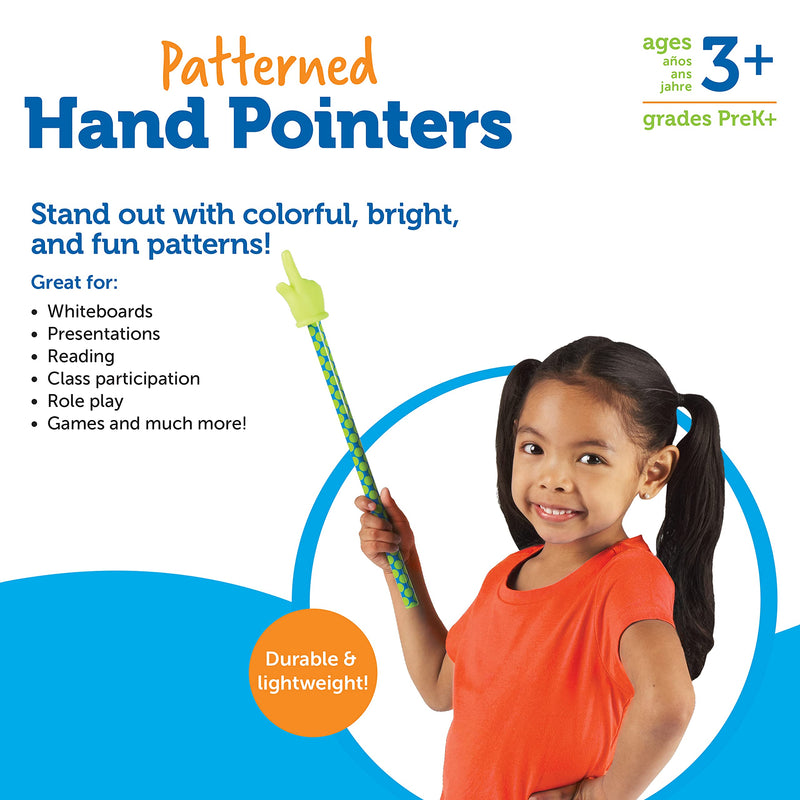 [Australia - AusPower] - Learning Resources Patterned Hand Pointers, Homeschool, Classroom Pointer for Kids, Reading Pointers, Set of 3, Ages 3+ 