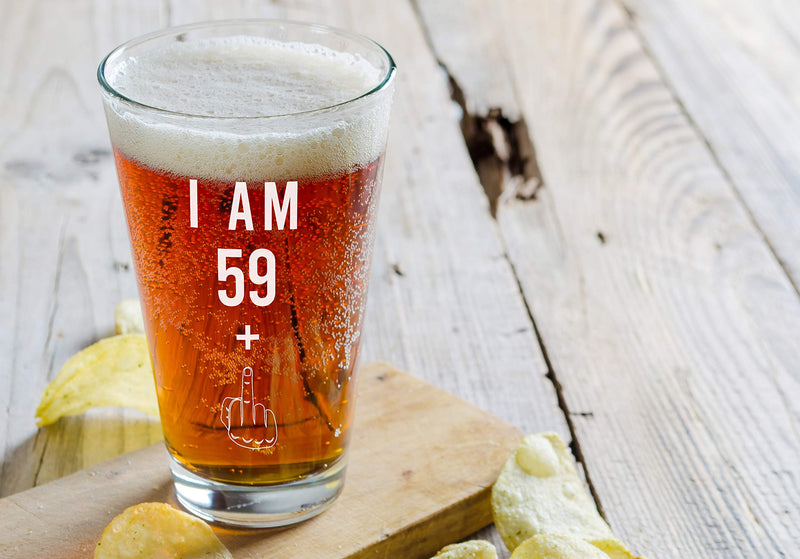 [Australia - AusPower] - 59 + One Middle Finger 60th Birthday Gifts for Men Women Beer Glass – Funny 60 Year Old Presents - 16 oz Pint Glasses Party Decorations Supplies - Craft Beers Gift Ideas for Dad Mom Husband Wife 60 th 