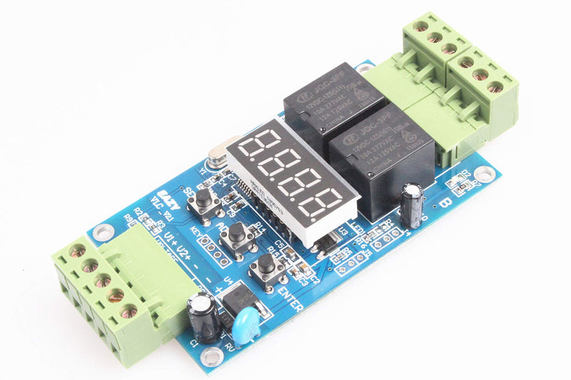 [Australia - AusPower] - NOYITO 2-Channel Programmable Time Relay Module Dual Relays Triggered in Turn or Individually 2-Channel 0-99.9V Voltage Detection Control Board Cyclic Timing On Off (24V) 24V 
