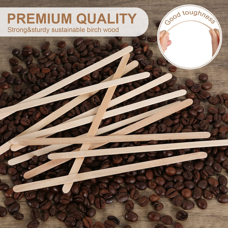 [Australia - AusPower] - Maxcocola 500PCS Disposable Wooden Coffee Stirrers, 7 Inches Large Wooden Beverage Coffee Stirrers Sticks, Biodegradable Eco-Friendly, 1 Pack of 500 each 