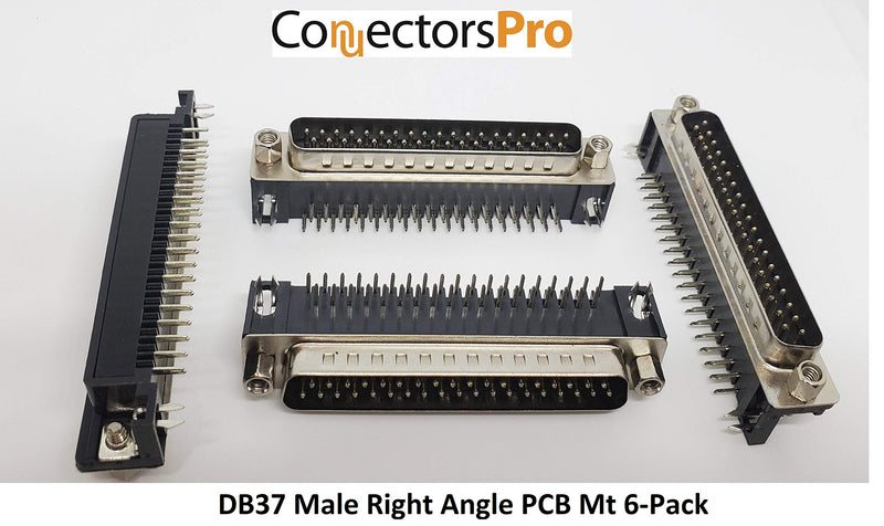 [Australia - AusPower] - Pc Accessories - Connectors Pro 6-Pack DB37 Male Right Angle PCB Mount Connector, D-Sub 37 Pins 90 Degree PC Board DR37 M, 6-PK 
